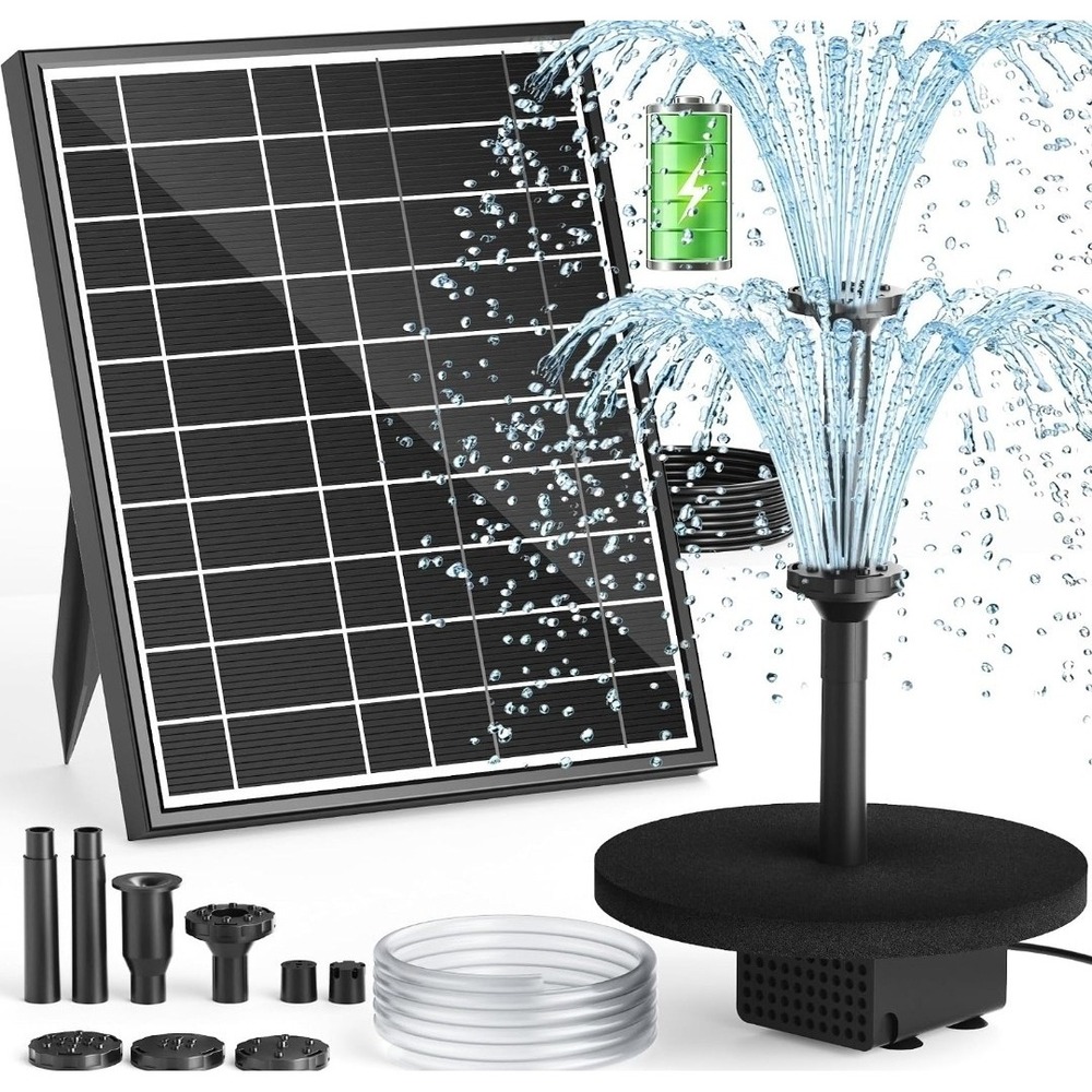 Solar Fountain Pump for Bird Bath, 8W Solar Water Fountain Pump with Dry-Run ...